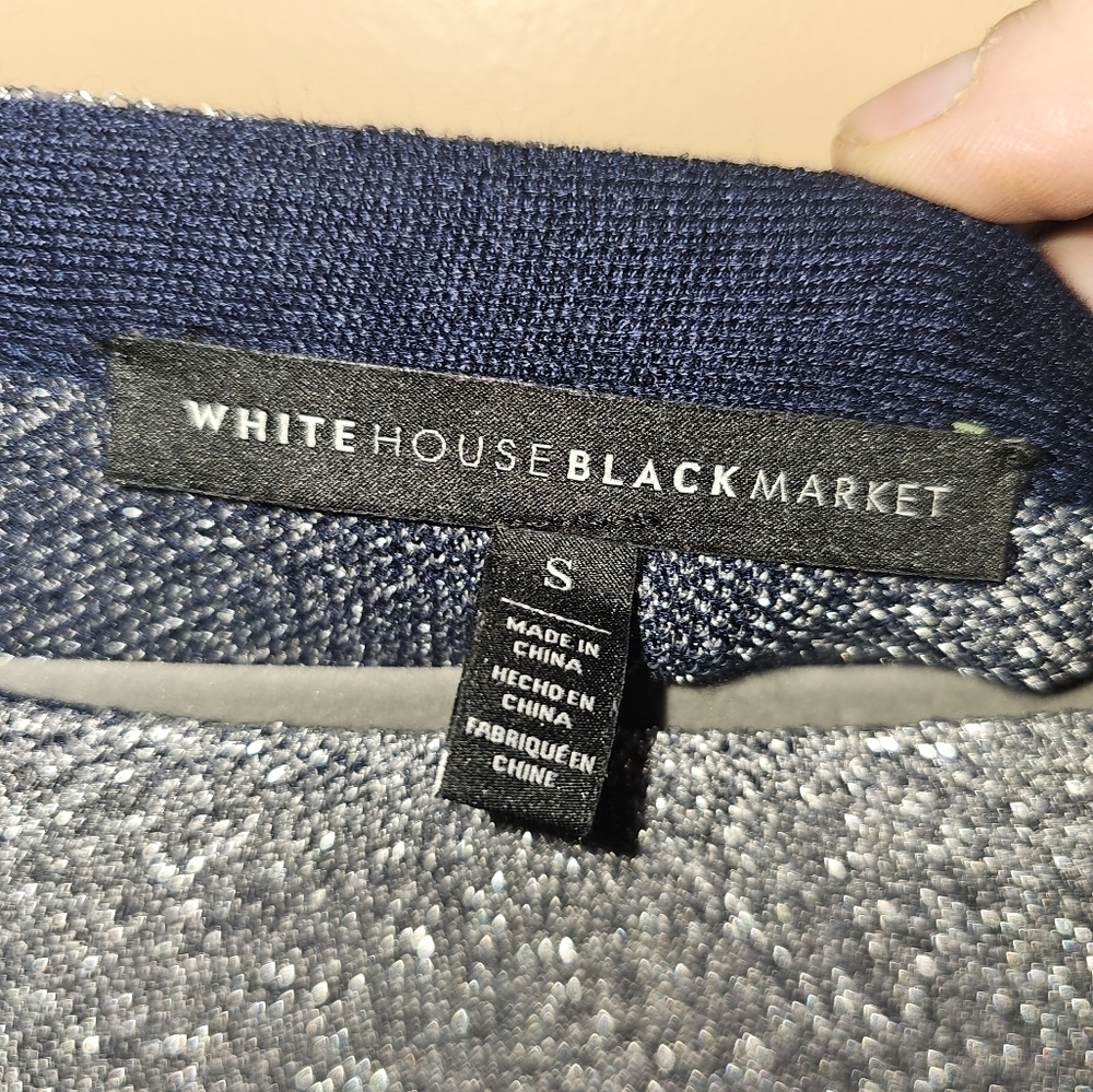 White House Black Market Navy and Gray Short Sleeve Top - Picture 3 of 5